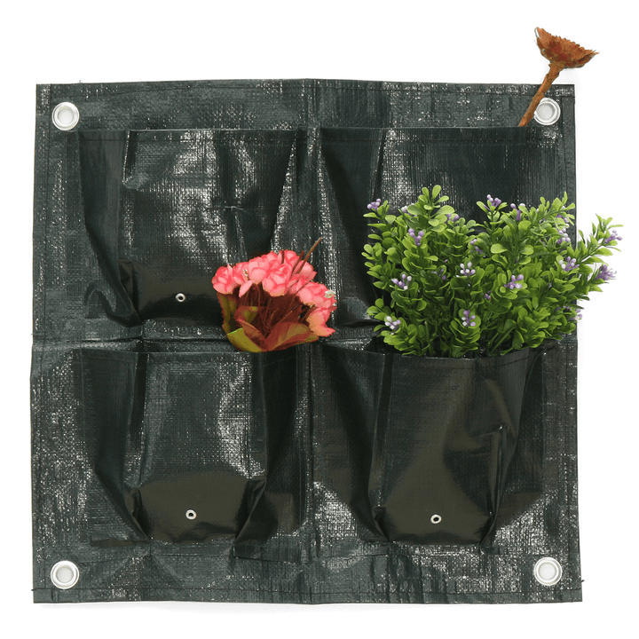4 Pockets Home Garden Balcony Plant Bags Hanging Flower Pot PE Planting Grow Bag - MRSLM