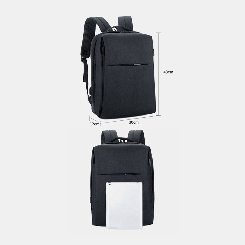 Men Polyester USB Charging Large Capacity Business Laptop Bag Backpack - MRSLM