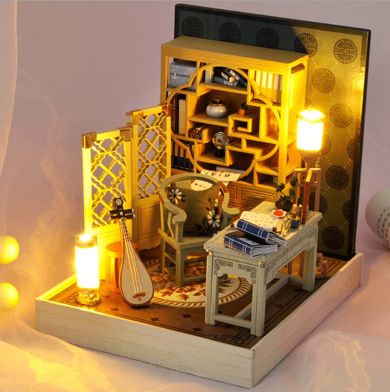 TIANYU DIY Doll House TW37 Ink Color Collection of Qingdai Creative Antiquity Scene Handmade Small House - MRSLM