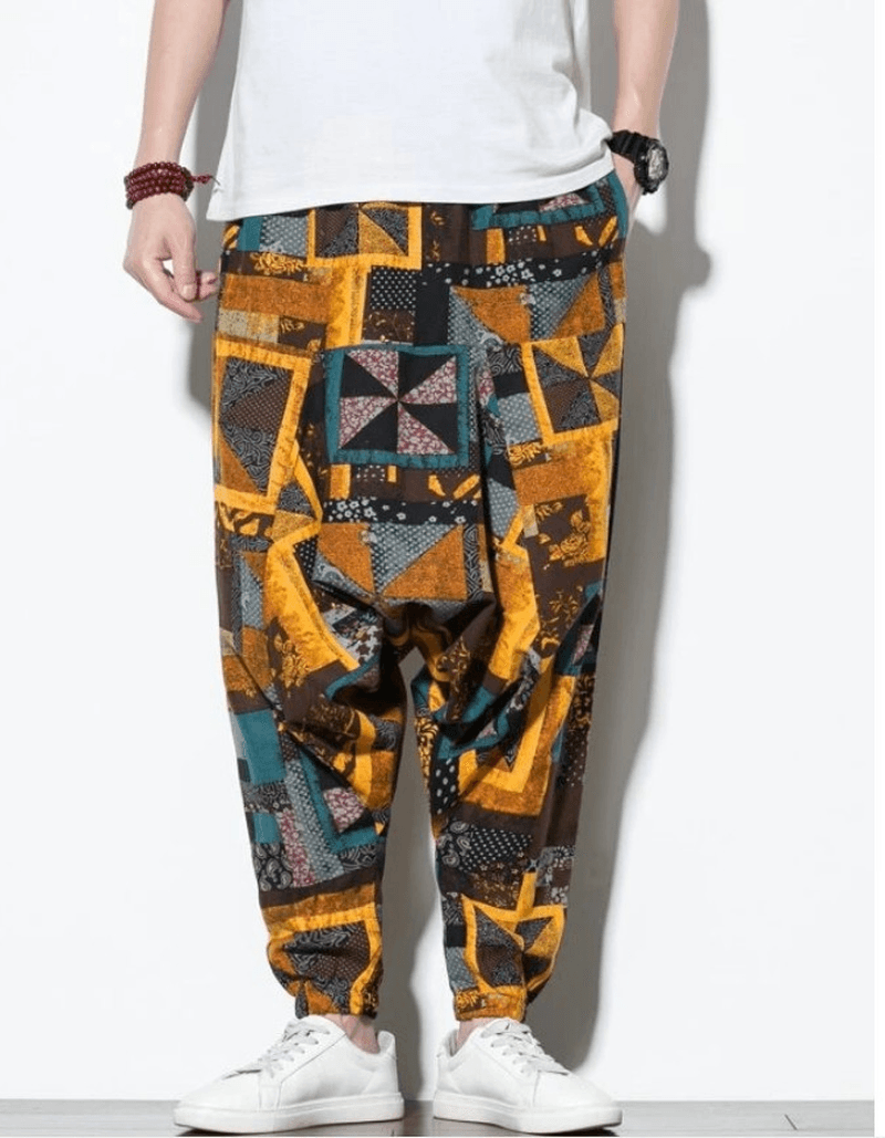 Chinese Style Men'S Casual Color Matching Trousers - MRSLM