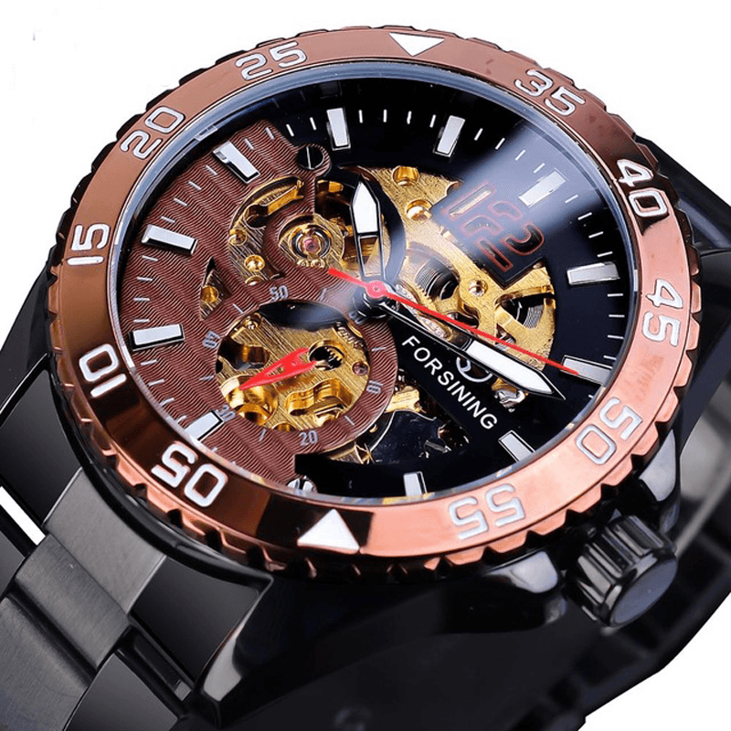 FORSINING TM366G Fashion Men Automatic Watch Business Stainless Steel Strap Mechanical Watch - MRSLM