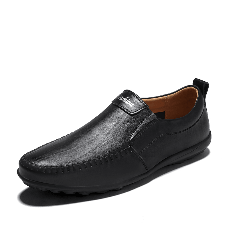 Men Genuine Leather Breathable Soft Bottom Slip on Driving Casual Business Loafers Shoes - MRSLM