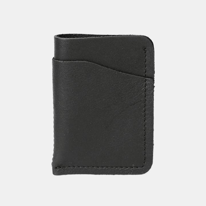 Genuine Leather Retro Mini Easy Carry Card Receipt Holder Short Wallet - MRSLM