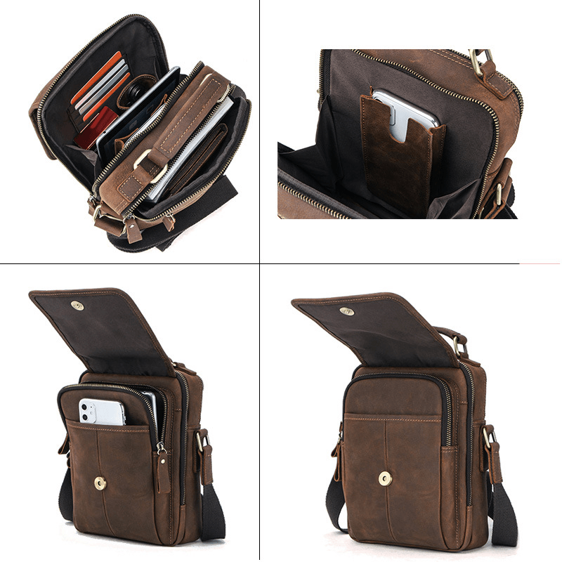 Men Vintage Retro Genuine Leather Shoulder Bag Crossbody Bag – MRSLM