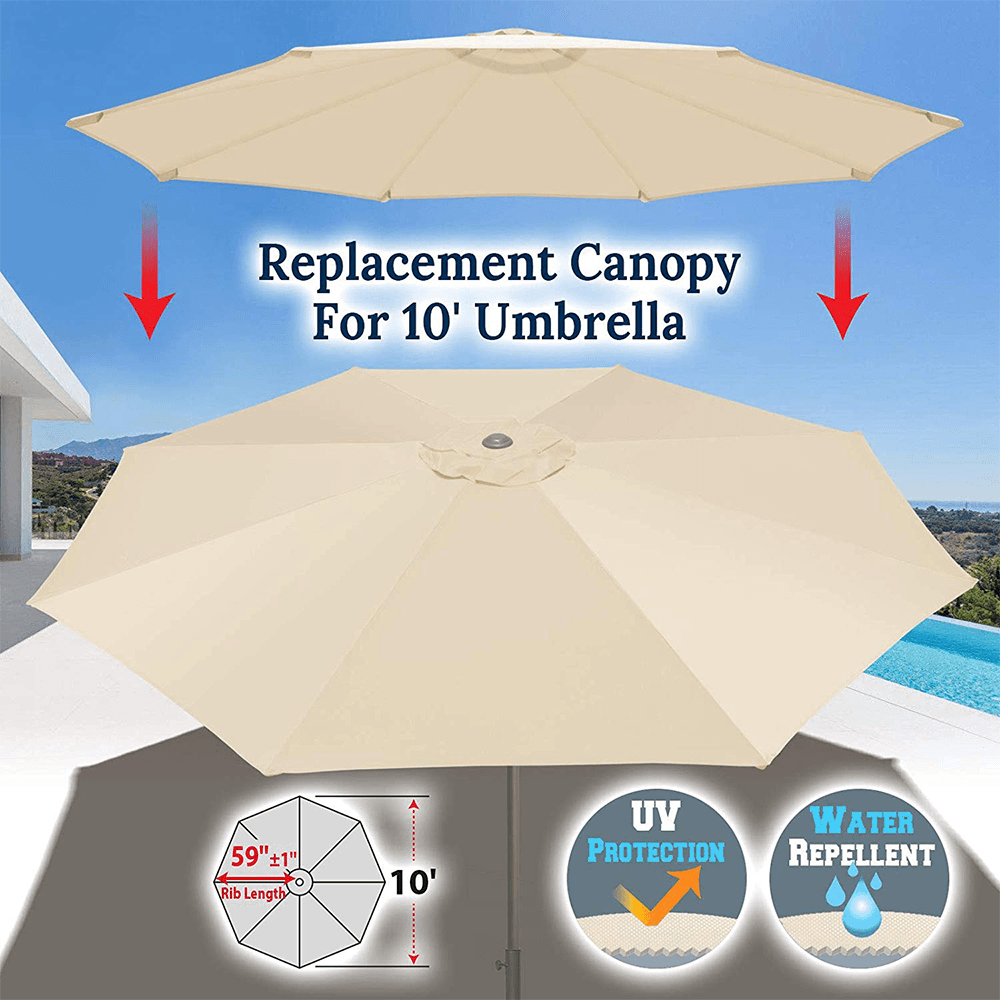 300X300X115Cm Tent Sunshade Cloth Outdoor Patio Garden Umbrella Canopy Waterproof Anti-Uv Replacement Cover Tent Sunshade - MRSLM