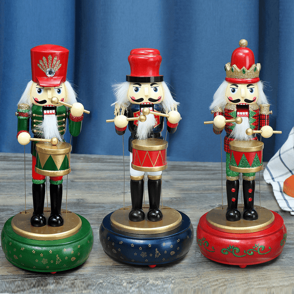 32CM Wooden Guard Nutcracker Soldier Toy Music Box Christmas Decorations Xmas Gift - MRSLM