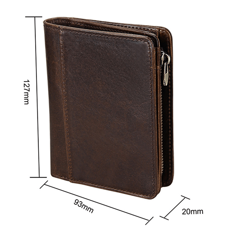 RFID Blocking Mens Bifold Wallet Genuine Leather Vintage Slim Card Holder Money Bag - MRSLM
