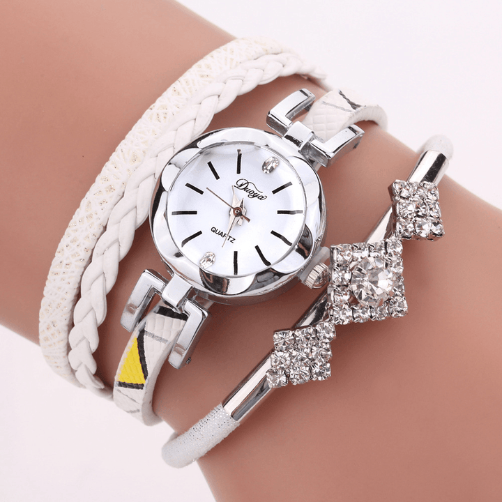 DUOYA D255 Flower Dial Show Fashionable Women Bracelet Watch Tourist Dress Retro Style Quartz Watch - MRSLM