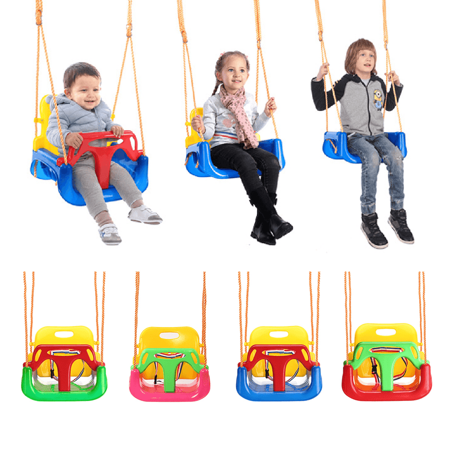 3-IN-1 Outdoor High Back Toddler Baby Swing Set Children Full Bucket Seat Swing for outside Playground Park - MRSLM