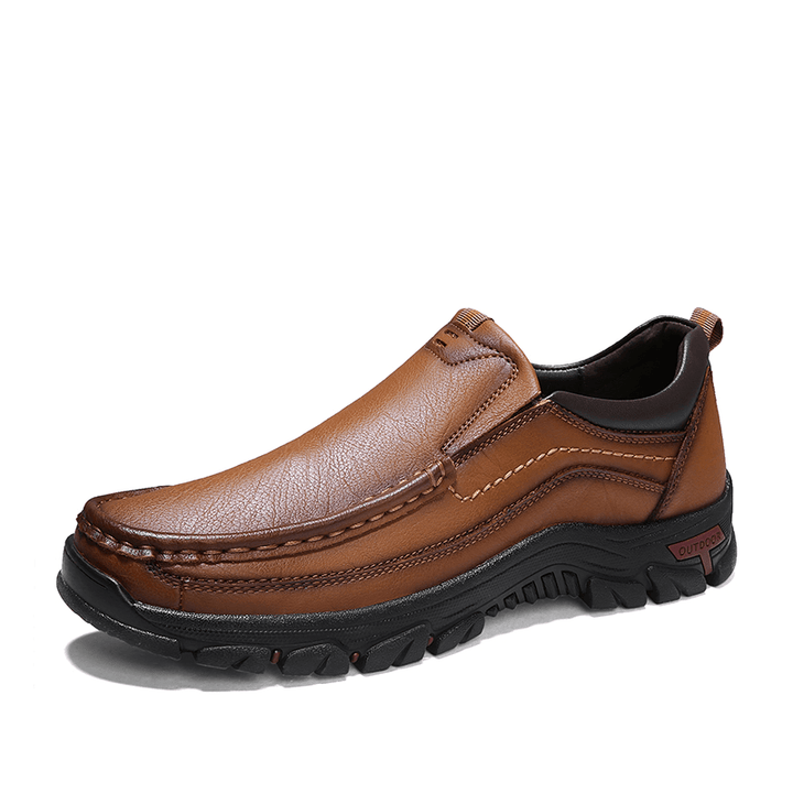 Men Soft Cowhide Slip Resistant Sole Daily Business Casual Loafers - MRSLM