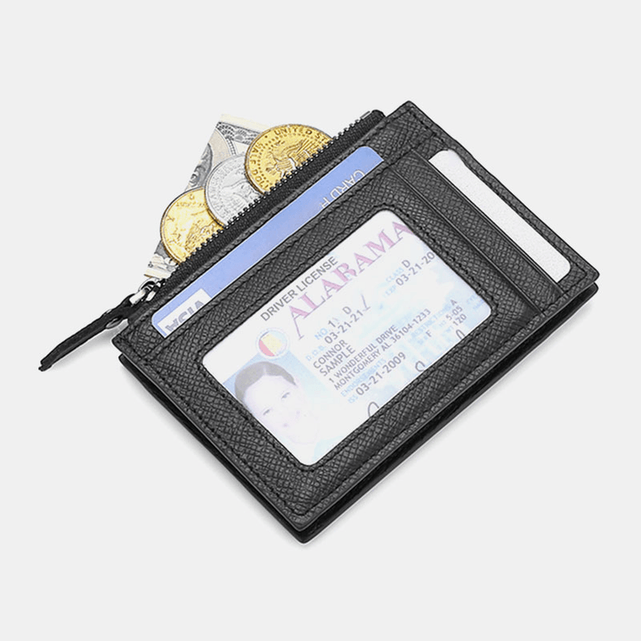 Men Genuine Leather RFID Anti-Theft Ultra-Thin Card Case Card Holder Wallet - MRSLM
