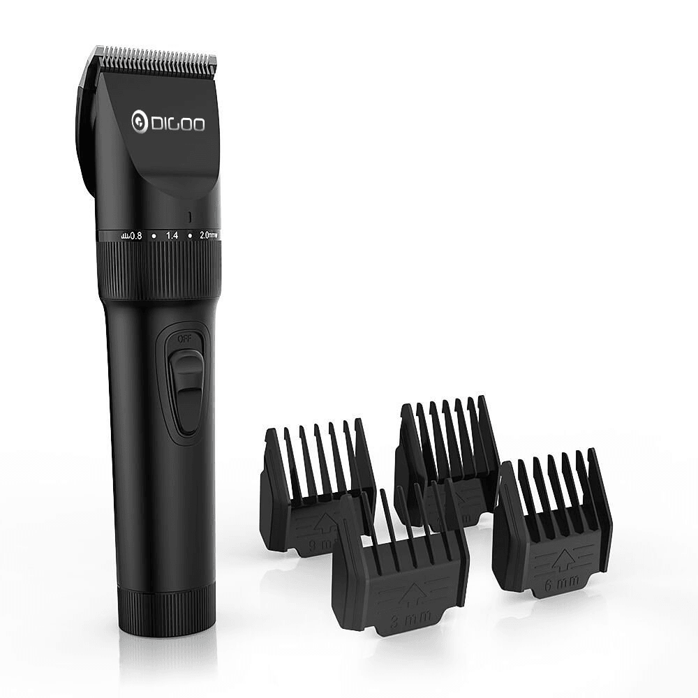 Digoo BB-T2 USB Ceramic R-Blade Hair Clipper Trimmer Rechargeable 4X Extra Limiting Comb Razor Silent Motor for Children Baby Men - MRSLM