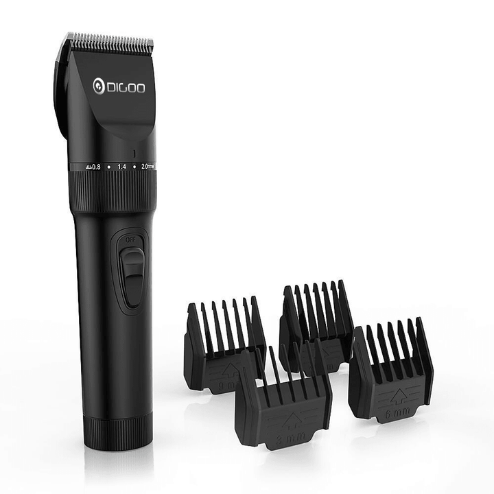 Digoo BB-T2 USB Ceramic R-Blade Hair Clipper Trimmer Rechargeable 4X Extra Limiting Comb Razor Silent Motor for Children Baby Men - MRSLM