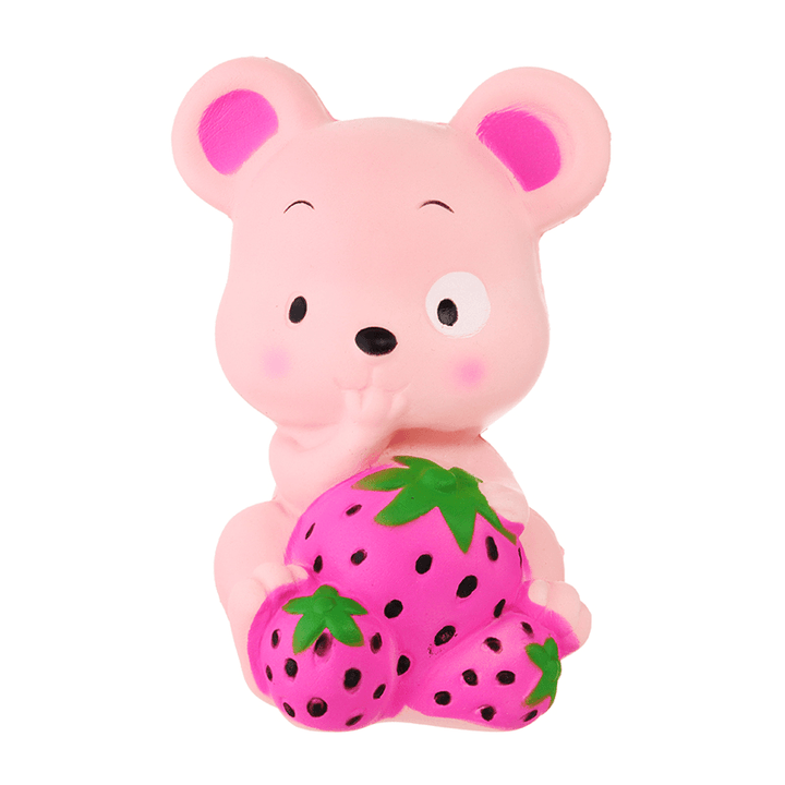 Squishy Strawberry Rat 13CM Slow Rising Soft Toy Stress Relief Gift Collection with Packing - MRSLM