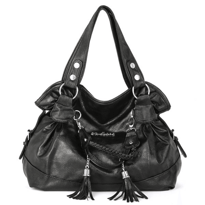 Women Retro Tassel Bags Ladies Casual Shoulder Bags Plaid Shopping Totes - MRSLM