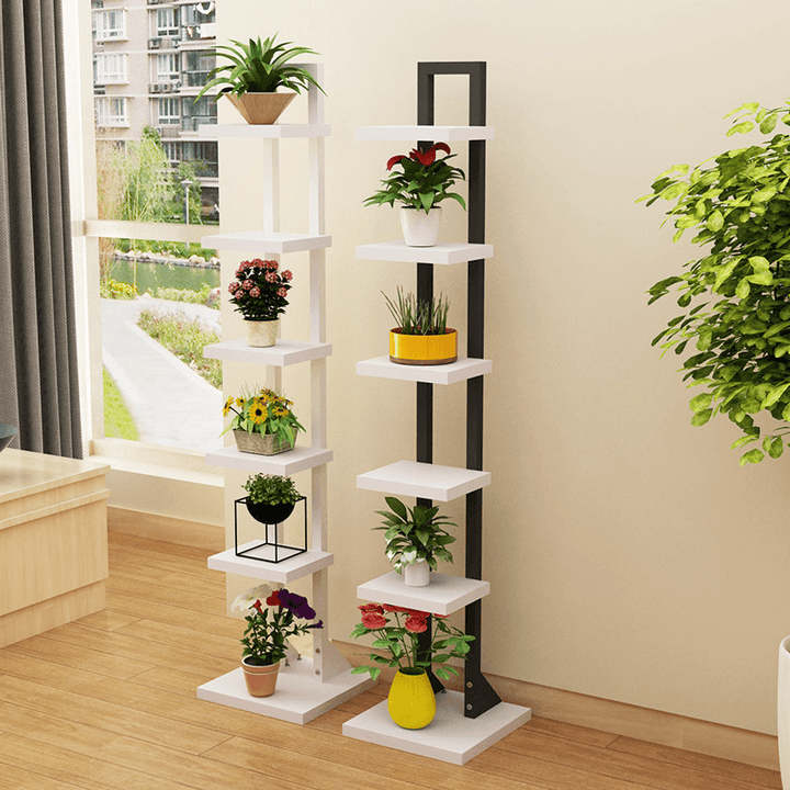 Multilayer Flower Shelf Indoor Flower Pot Rack Solid Wood Living Room Simple Floor Rack - MRSLM