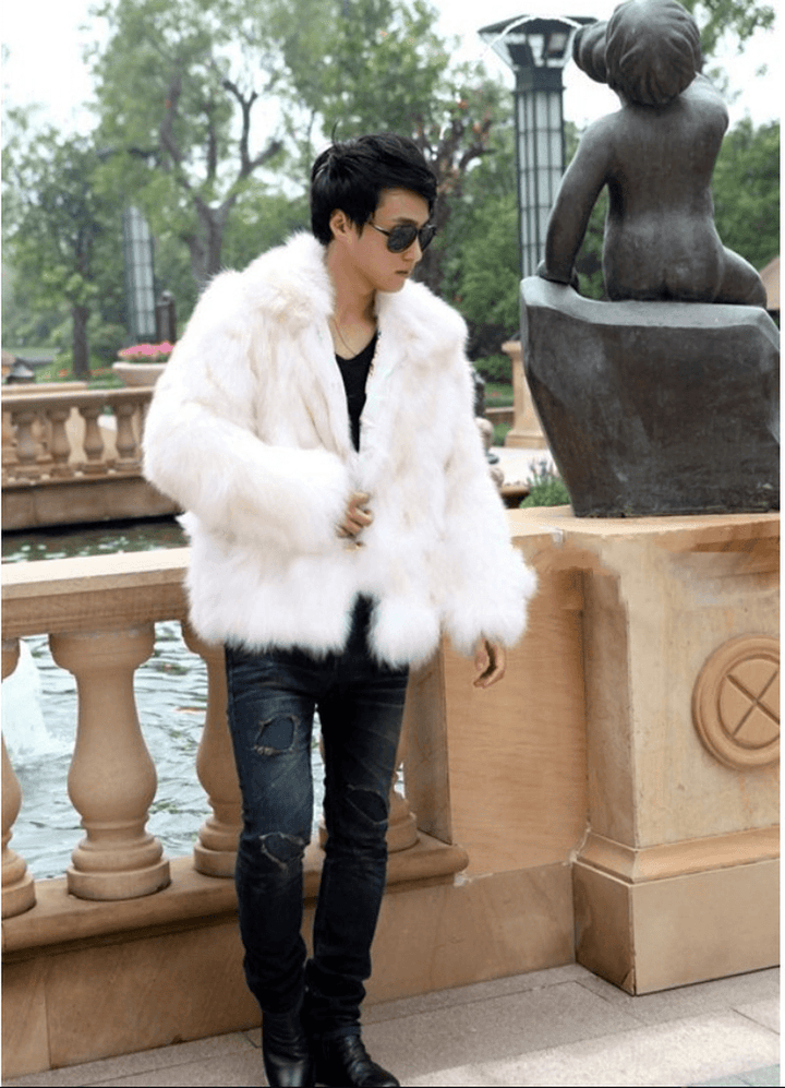 Men'S Faux Fur Jacket Autumn and Winter Korean Style Thatch Windbreaker Fur Jacket - MRSLM