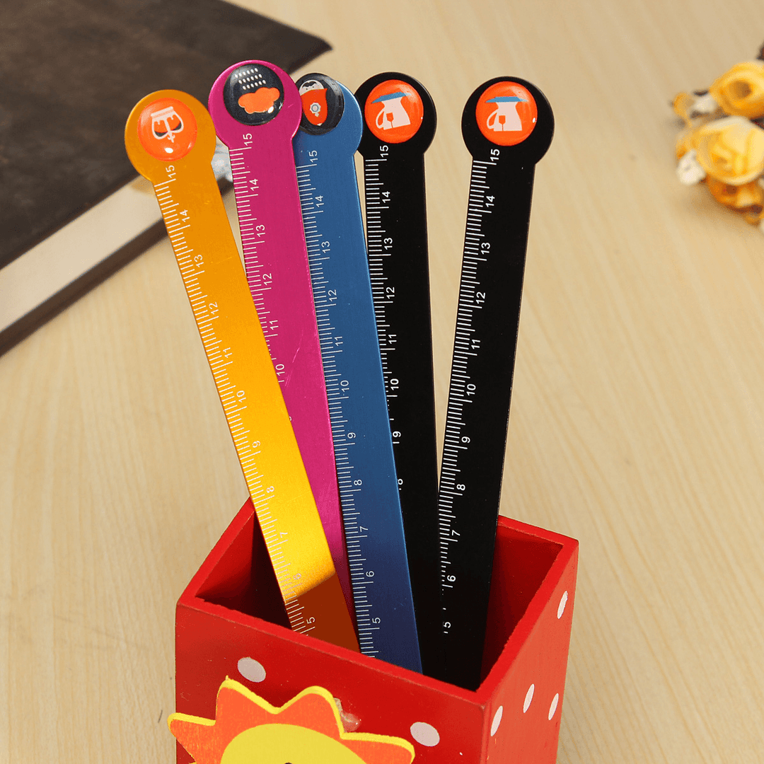 Kids Student Study Stationery Measuring Ruler Scale Measure Tools Cute Aluminum Straight Ruler - MRSLM