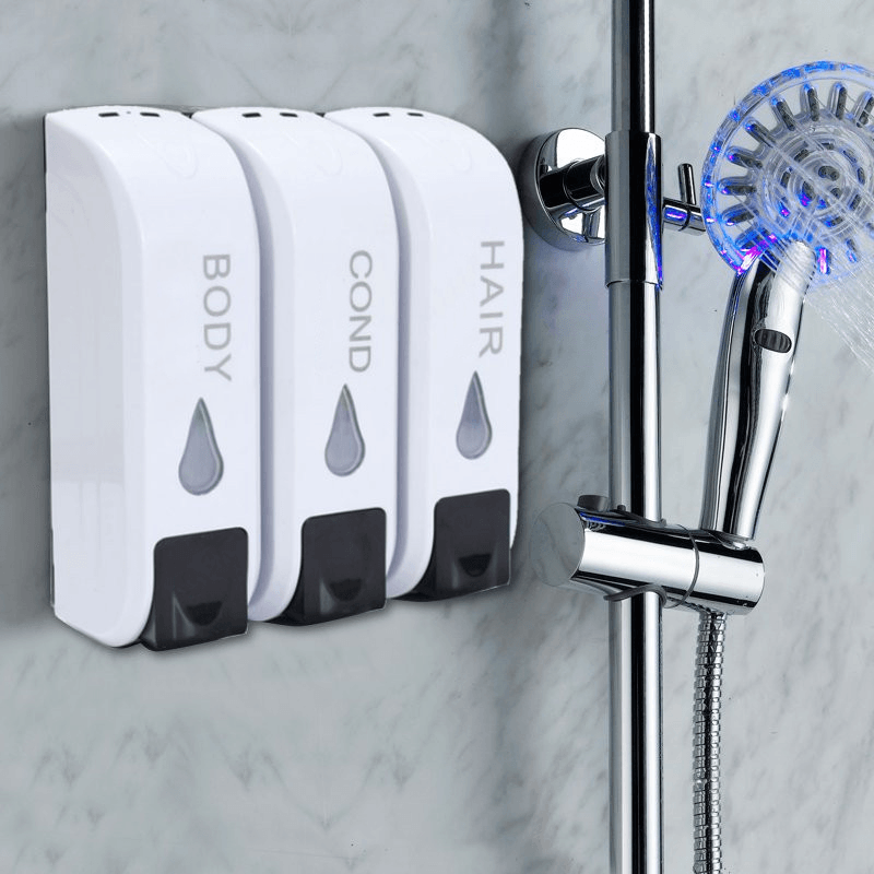 3X 350Ml Wall Mounted Bathroom Soap Dispenser Shower Body Lotion Shampoo Liquid Storage Bottle - MRSLM