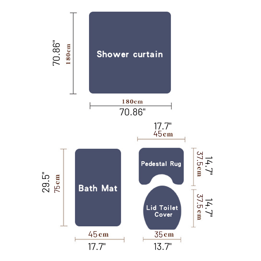 Printed Ocean World Whale Waterproof Bathroom Shower Curtain Toilet Mat Set - MRSLM