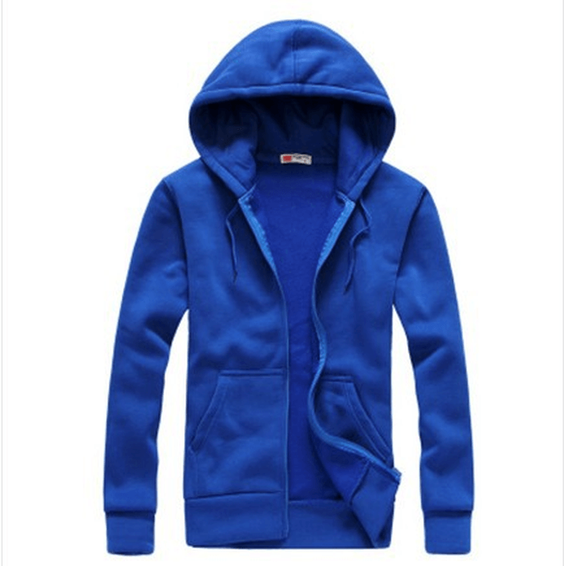 Casual Fashion Sports Sweater Couple Zipper Hooded Youth Solid Color Sweater - MRSLM