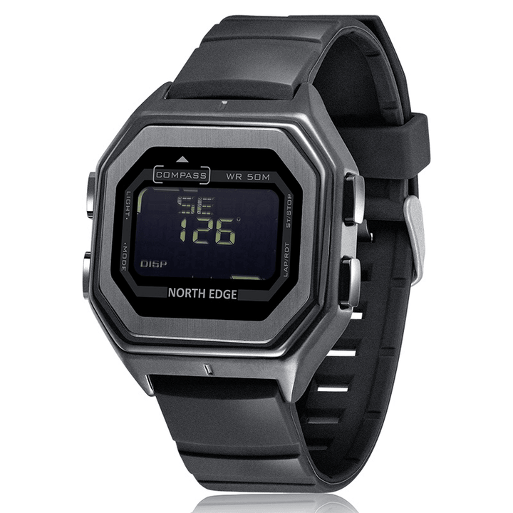 NORTH EDGE Military Outdoor Sport Multifunction Compass Luminous Timing Metal Watch 5ATM Waterproof Men Digital Watch - MRSLM