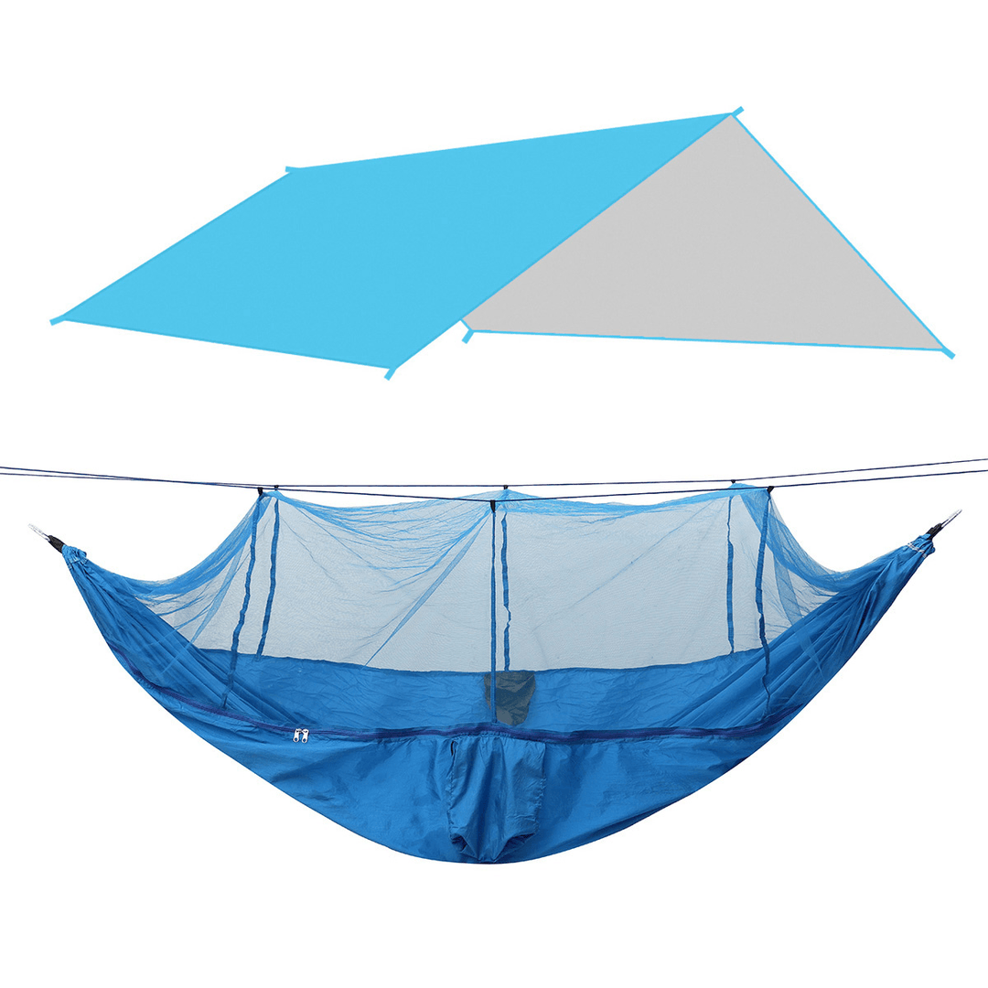 Ipree® 1-2 Person Camping Hammock+Mosquito Net Mesh+Rain Tarp Cover Sleeping Bed Swing Chair Outdoor Hunting Climbing - MRSLM