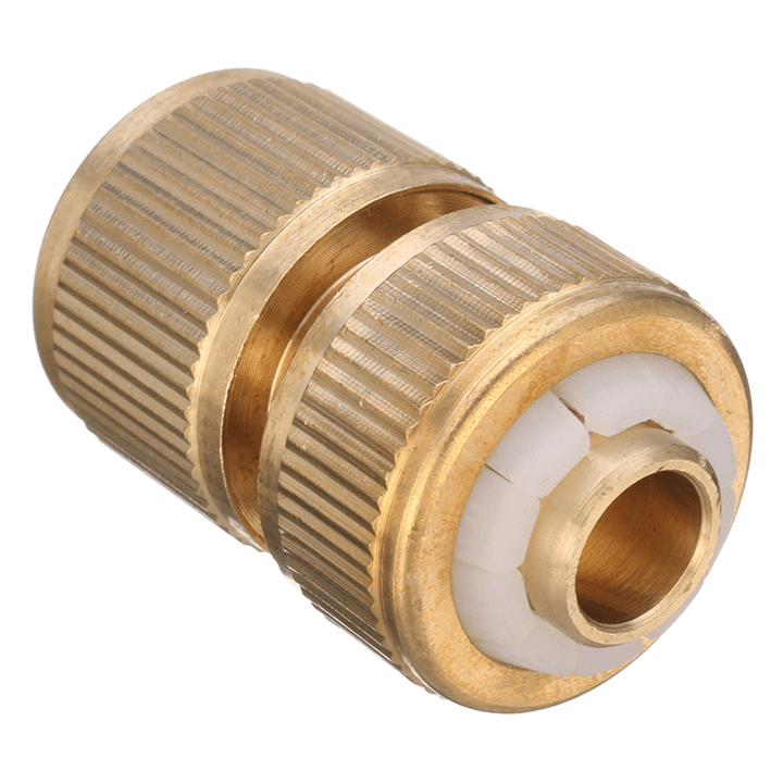 1/2 Inch Brass Water Tap Hose Pipe Connector Quick Hose Coupler Adapter with Water Stop - MRSLM