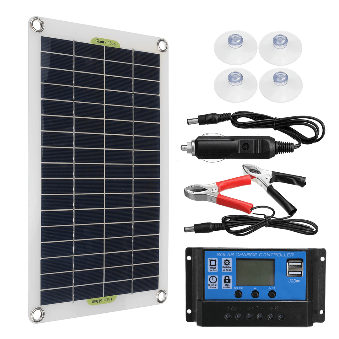 50W Solar Panel Portable Flexible Monocrystalline Solar Kit W/ 10A/30A/60A/100A Controller - MRSLM
