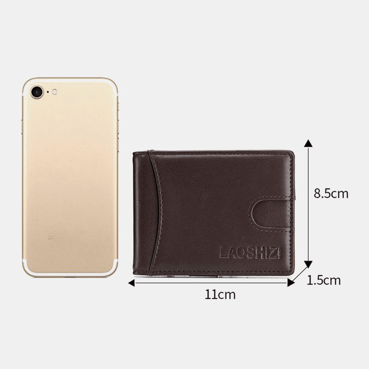 Men Bifold Leather Wallets RFID Anti-Theft Brush Multi-Card Slot Card Holder Coin Purse Cowhide Wallets - MRSLM