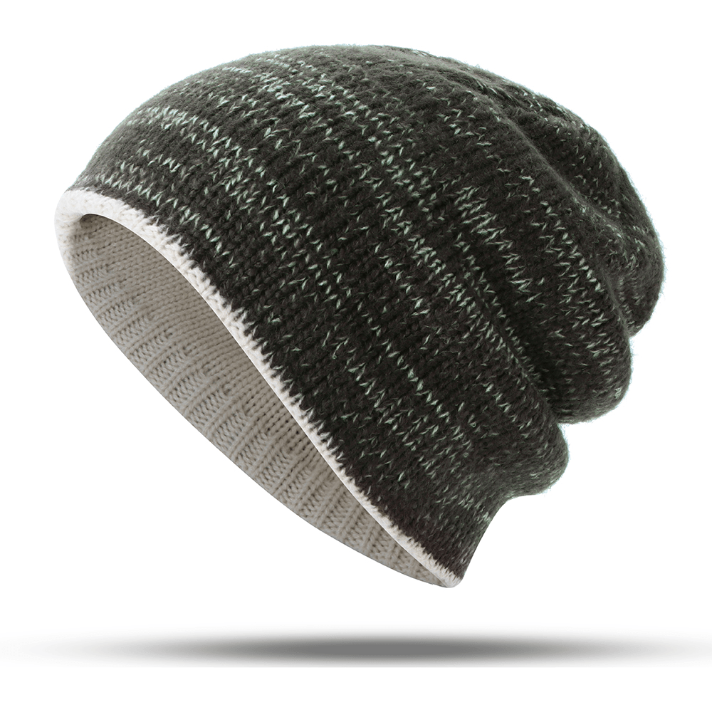 Double-Sided Wearing Double-Layer Knit Hat Beanie Cap - MRSLM