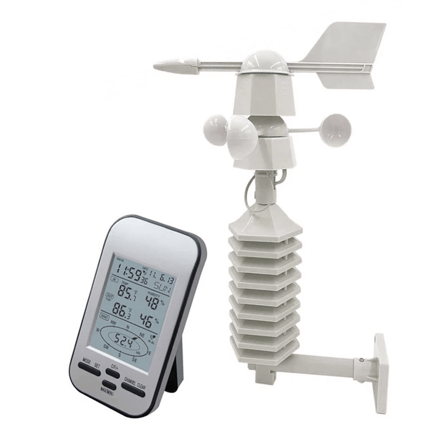 WS0232 433Mhz Mini Wireless Weather Station Digital Hygrometer Thermometer Anemometer with LCD Screen - MRSLM