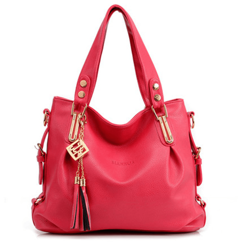 Women Casual PU Leather Pendant Handbag Crossbody Bag - MRSLM