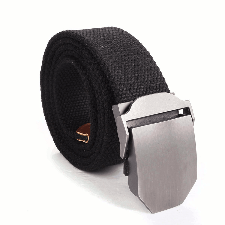 Mens Canvas Military Style Belt Outdoor Leisure Adjustable Slider Buckle Weave Web Waistband - MRSLM