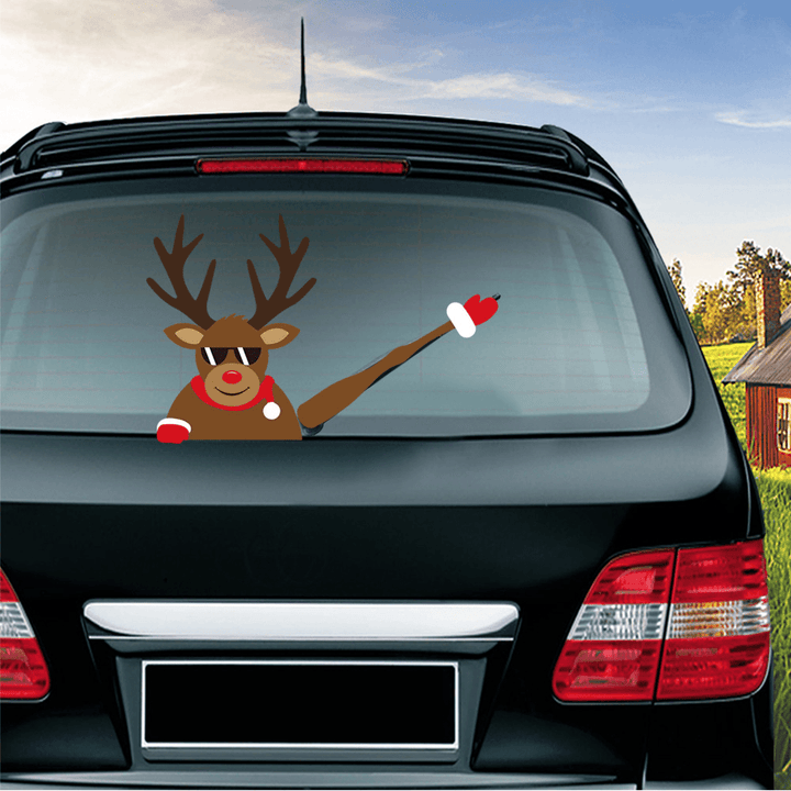 Christmas Car Rear Window Wiper Scraper Sticker Detachable Creative PVC Car Decor Sticker UV Protected - MRSLM