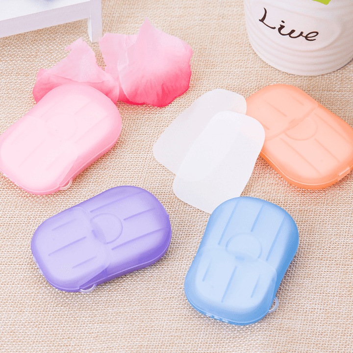 20 Pcs/Boxes Mini Disposable Soap Hand-Washing Paper Portable Camping Travel Washing Hands Fragrance Cleaning - MRSLM