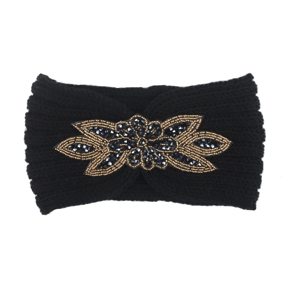 Hair Band with Hexagonal Diamond Sticking Knit Woolen Head - MRSLM