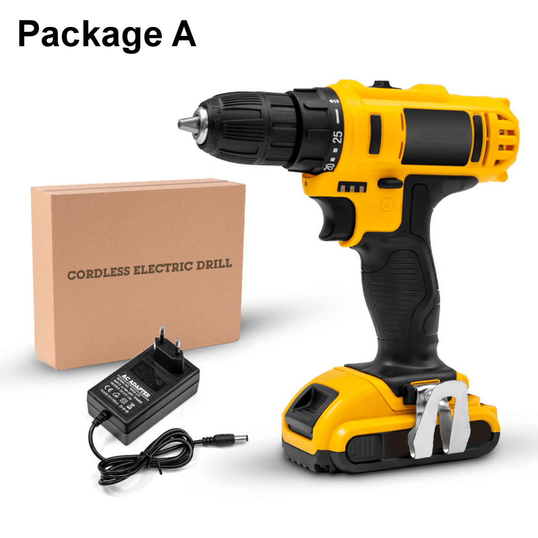 21V 520N.M Electric Drill Cordless Rechargeable Screwdriver Hammer Drill Set W/ Battery - MRSLM