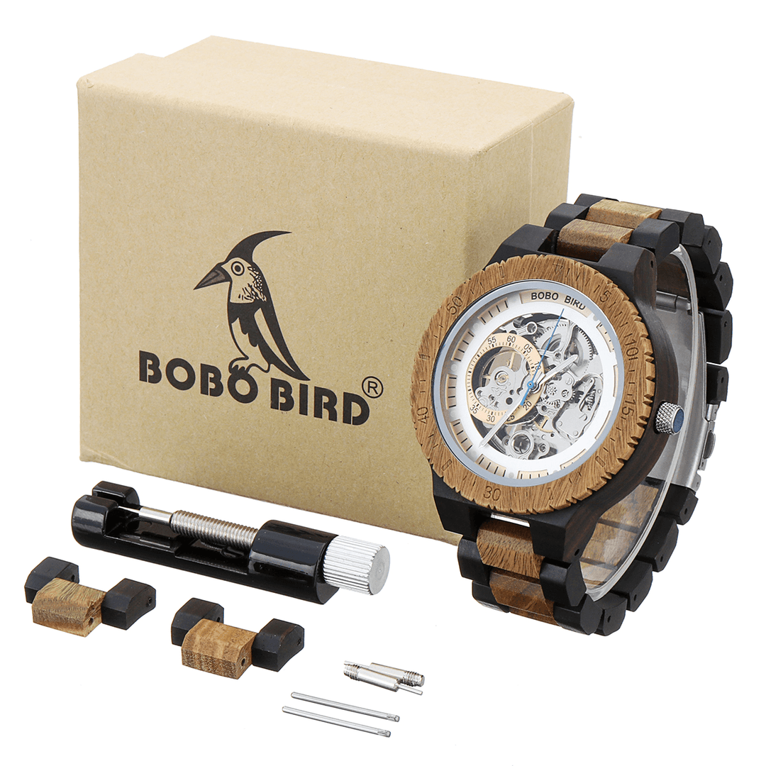 BOBO BIRD R05 Men Wooden Luminous Hand Wristwatches Mechanical Watch - MRSLM
