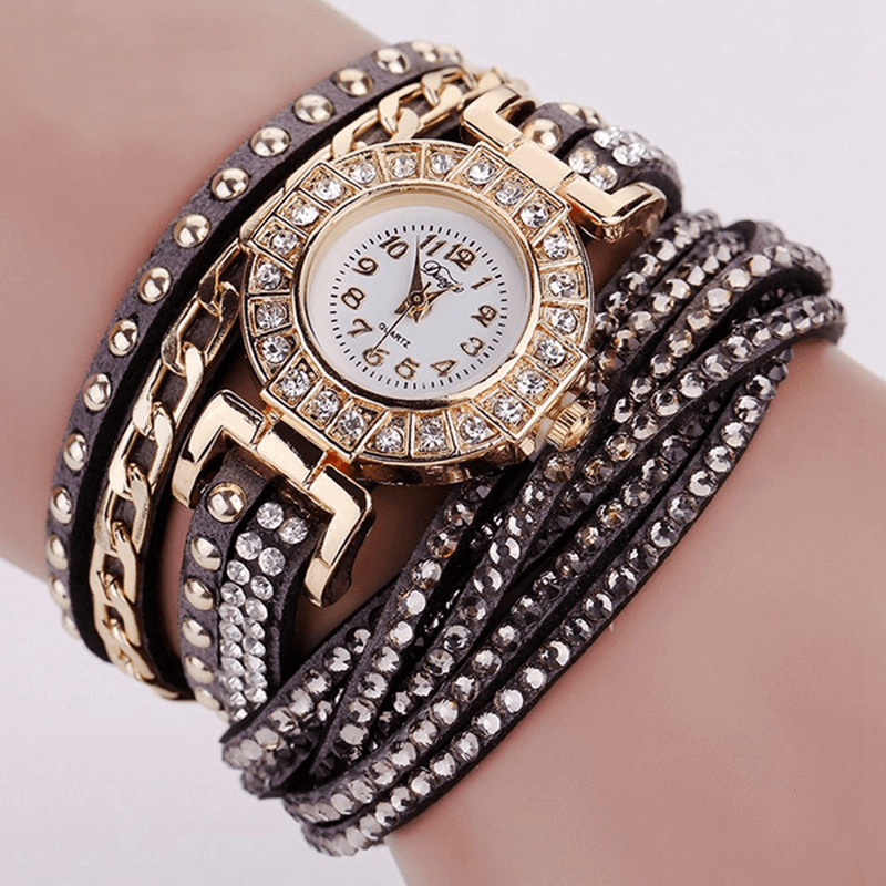 DUOYA Luxury Nation Style Crystal Gold Bracelet Watch Ladies Vintage Quartz Wirstwatches - MRSLM