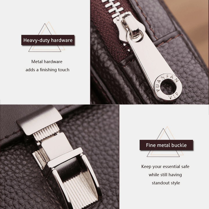 Men Retro Horizontal Soft Leather Multifunction Large Capacity 6/6.5 Inch Phone Bag Belt Bag Waist Bag - MRSLM