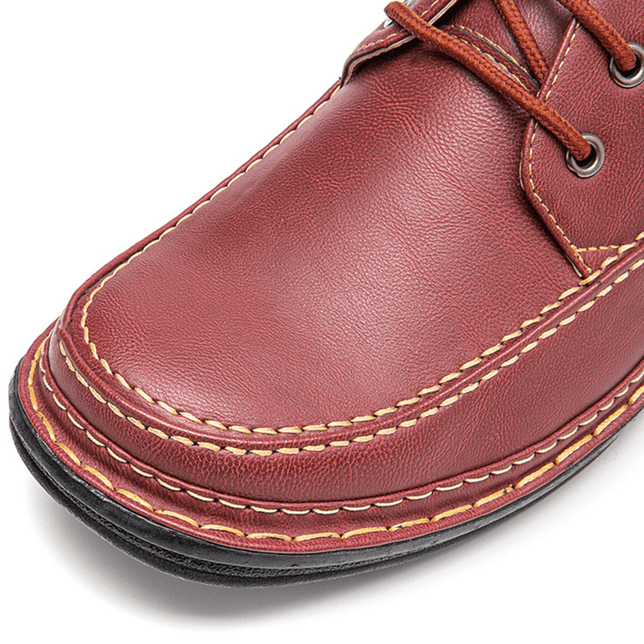 Men Soft Sole Lace-Up High-Top Slip Resistant Comfy Casual Shoes - MRSLM