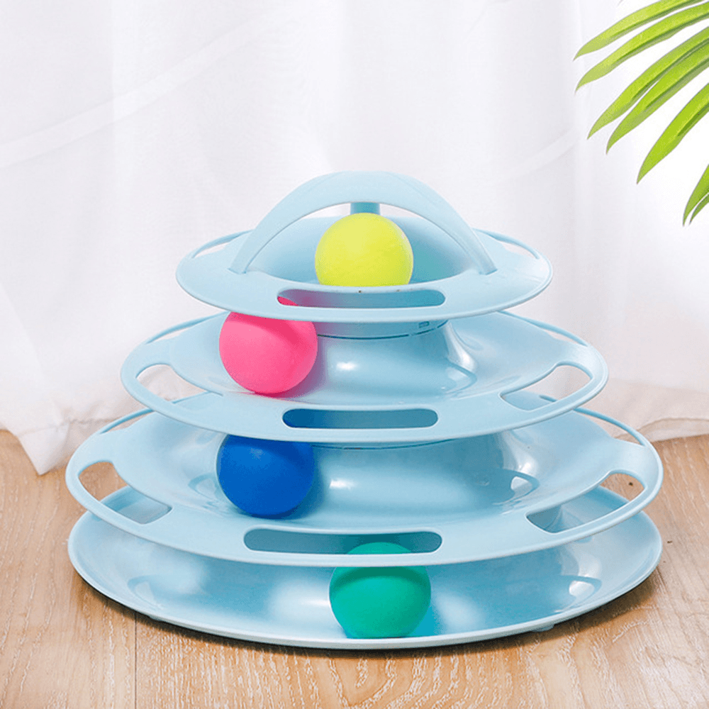 Cat Tracks Cat Toy Four Levels of Interactive Play Circle Track with Moving Balls Fun Mental Physical Exercise Puzzle Toy - MRSLM
