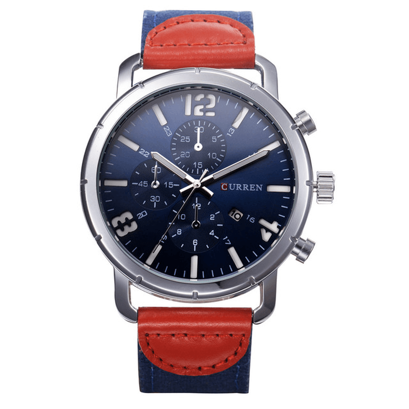 CURREN 8194 Date Display Casual Style Men Wrist Watch Leather Strap Analog Quartz Watch - MRSLM