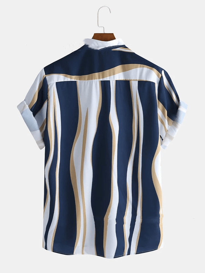 Men'S Printed Hawaiian Striped Shirt - MRSLM