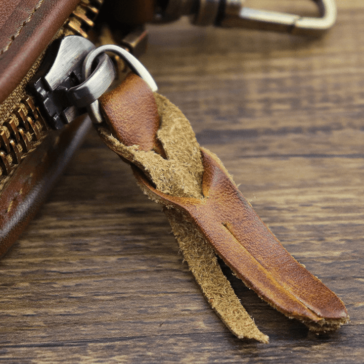 Men Genuine Leather Vintage Printed Car Key Bag Wallet - MRSLM