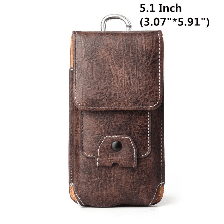 Multiple Sizes Men PU Leather Solid 6.3 Inch Phone Bag Purse Casual Waist Bag Easy Carry - MRSLM