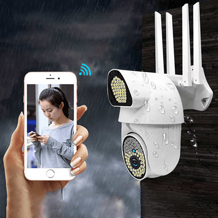Xiaovv Security Camera Outdoor 135 LED Lights 360° 1080P View Wifi Home Surveillance Camera V380Pro APP Control with IP66 Weatherproof Moving Detection Color Night Vision 2-Way Audio Cloud Camera PTZ IP Camera - MRSLM