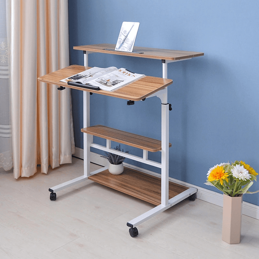 Computer Laptop Desk Height Adjustable Table Mobile Rolling Stand-Up Table Workstation Home Office Furniture - MRSLM