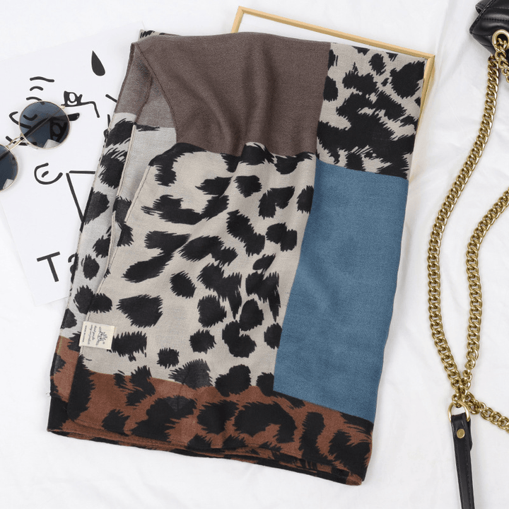 Leopard Print Cotton and Linen Scarf Women Printing Long Gauze Scarf - MRSLM